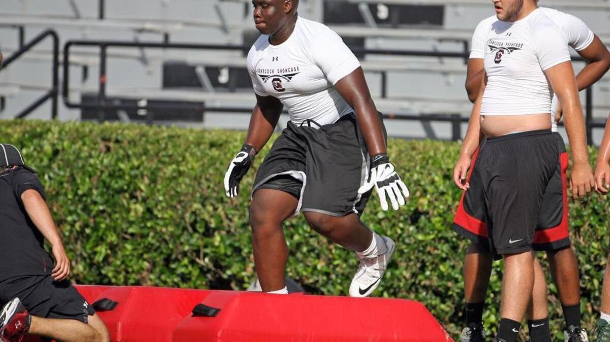 
Lloyd Cushenberry worked out for Shawn Elliott at this summer’s Gamecock Showcase camp.
