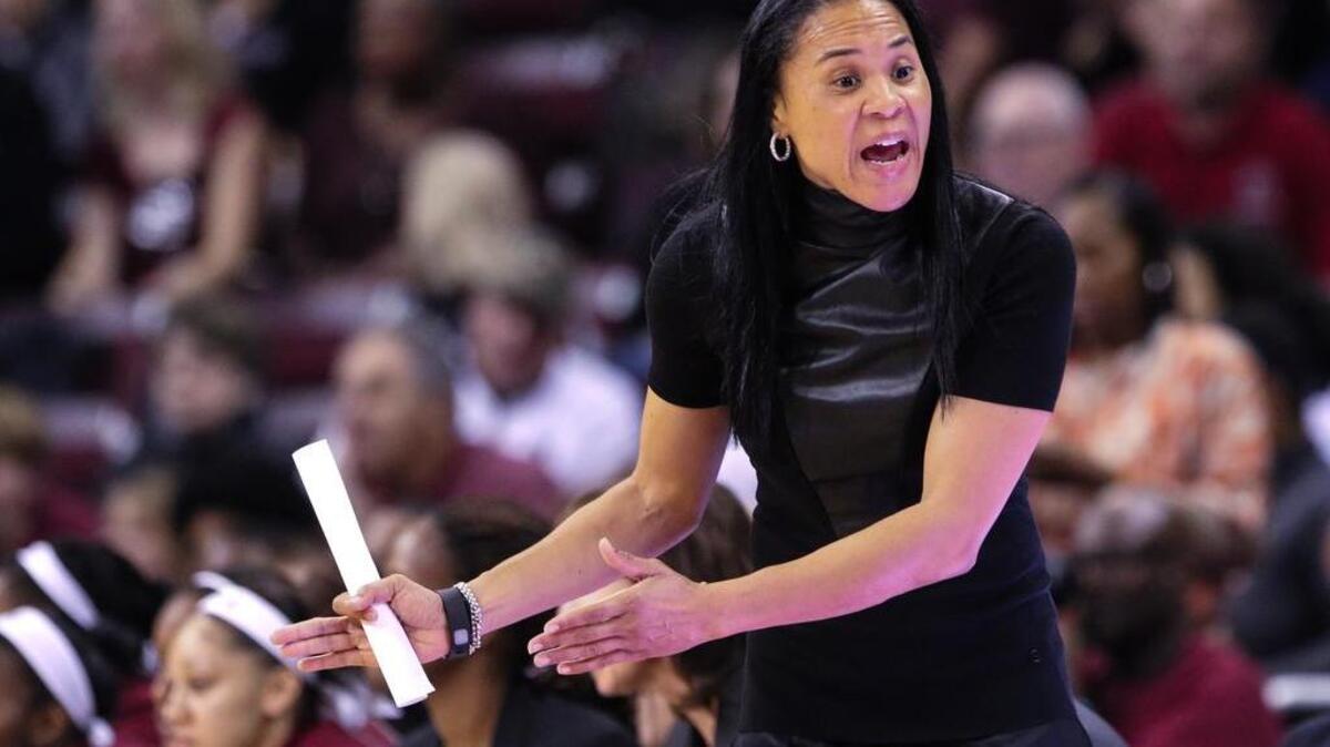 South Carolina coach Dawn Staley will guide her undefeated, second-ranked team on its home floor on Sunday against No. 14 Duke.