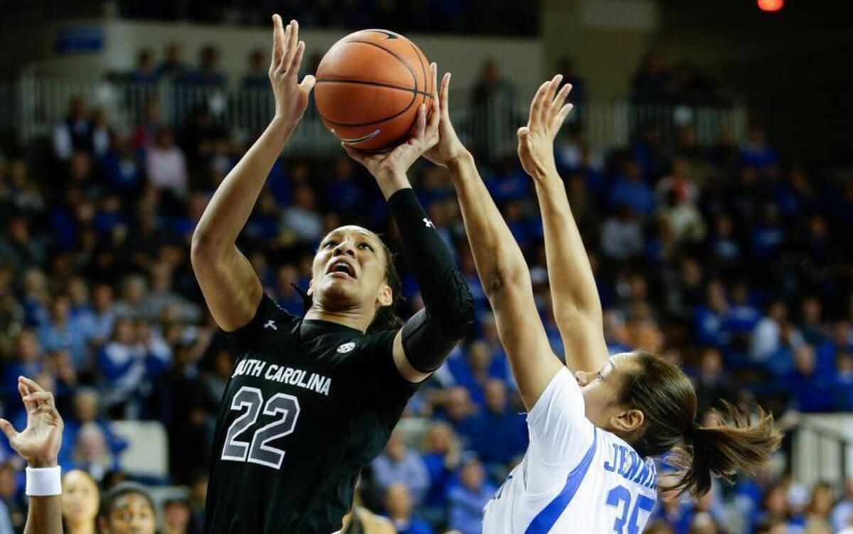 South Carolina forward A'ja Wilson (22) put in two of her game high 26 points as No. 2 South Carolina defeated No. 9 Kentucky 73-62 on Thursday in Lexington, Ky.