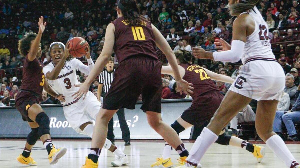 South Carolina and guard Kaela Davis (3) face Clemson on Thursday night.