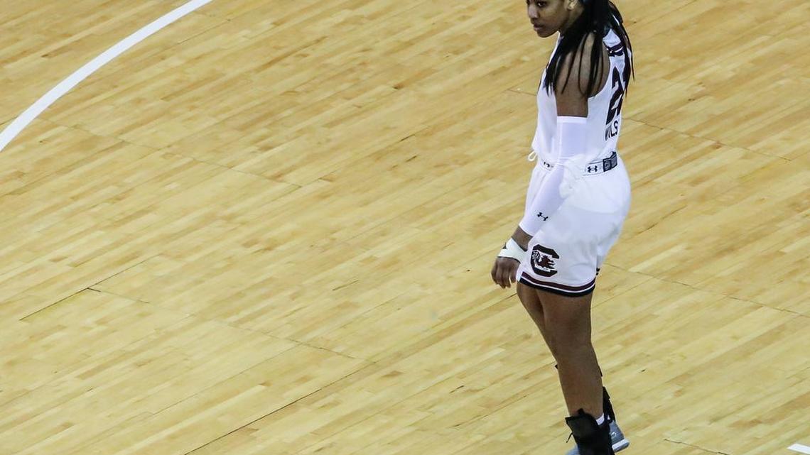 A'ja Wilson Reacts to a call against UConn