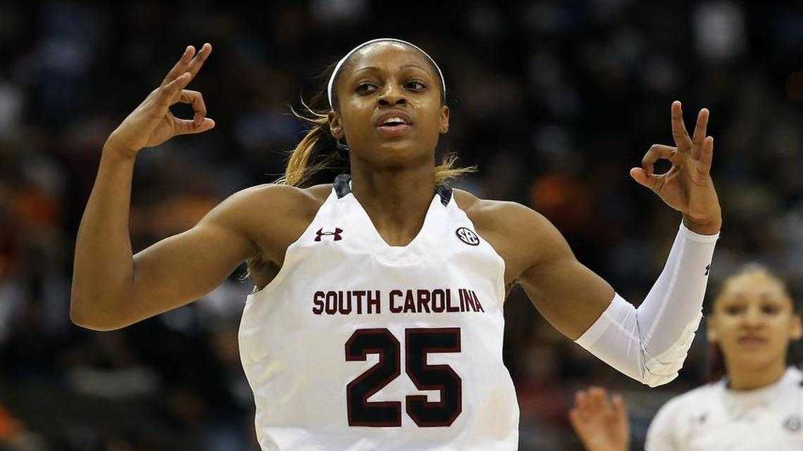 Tiffany Mitchell and the Gamecocks play Mississippi State for the SEC tournament title Sunday.