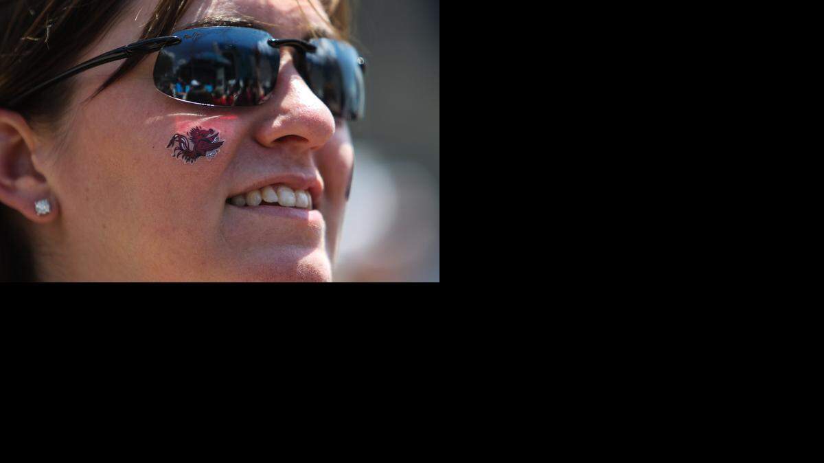 
Stephanie Sox watches a pep rally at Amalie Arena in Tampa. 
