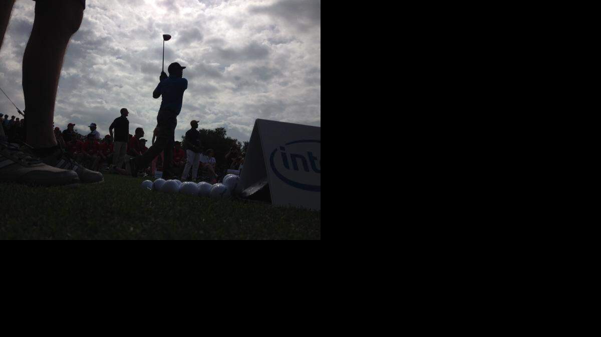 
Darius Rucker of Hootie and the Blowfish participates in the long-drive event at the Monday After the Masters on April 13.
