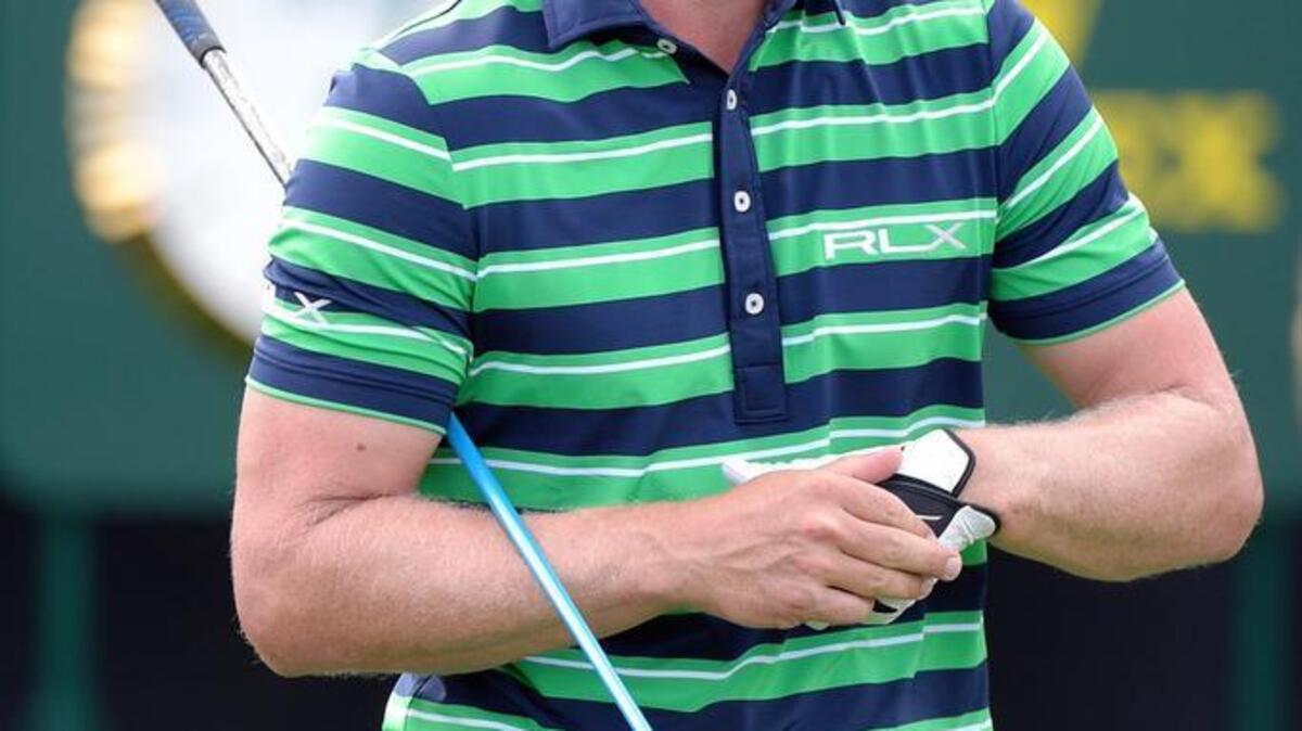 Luke Donald watches the flight of his ball after teeing off on the first hole during a pro-am of the Arnold Palmer Invitational on March 16 in Orlando, Fla.