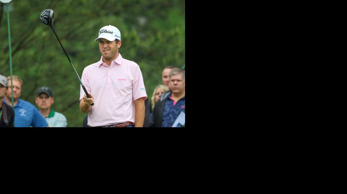 
Ben Martin lines up his drive on the 18th tee during practice for the 2015 Masters golf tournament, Tuesday in Augusta.
