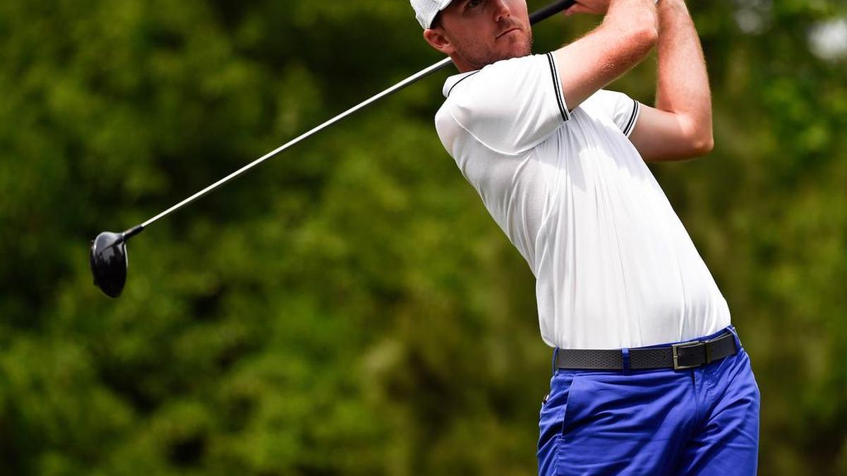 Russell Henley hits his tee shot on the 15th hole during the final round of the Houston Open golf tournament, Sunday, April 2, 2017, in Humble, Texas. Henley won the tournament over Sung Kang.