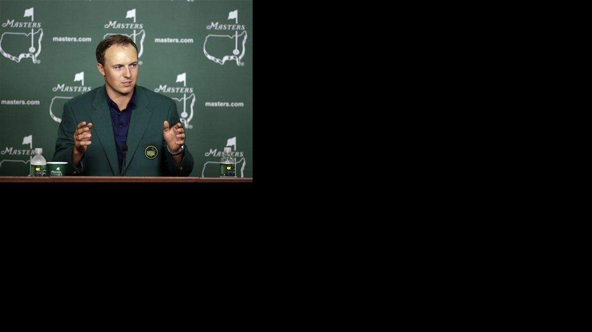 
Jordan Spieth speaks to the media after winning the Masters golf tournament Sunday, April 12, 2015, in Augusta, Ga. Spieth confirmed Monday he will play in this week’s RBC Heritage Presented by Boeing, played on Hilton Head Island, S.C.
