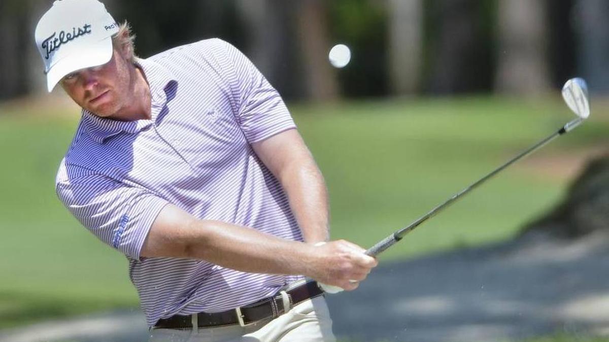 Beaufort’s Mark Anderson chips onto No. 2 during the second round of the RBC Heritage at Harbour Town Golf Links on Hilton Head Island.