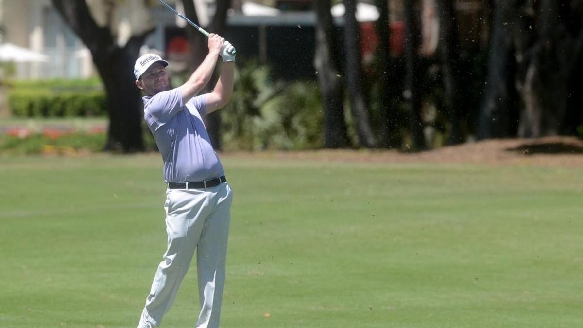 Branden Grace hits his ball from the fairway on the first hole during the final round of the RBC Heritage Presented by Boeing on Sunday, April 17, 2016 at Harbour Town Golf Links in Sea Pines on Hilton Head Island, S.C. Grace began the day 4 under for the tournament.