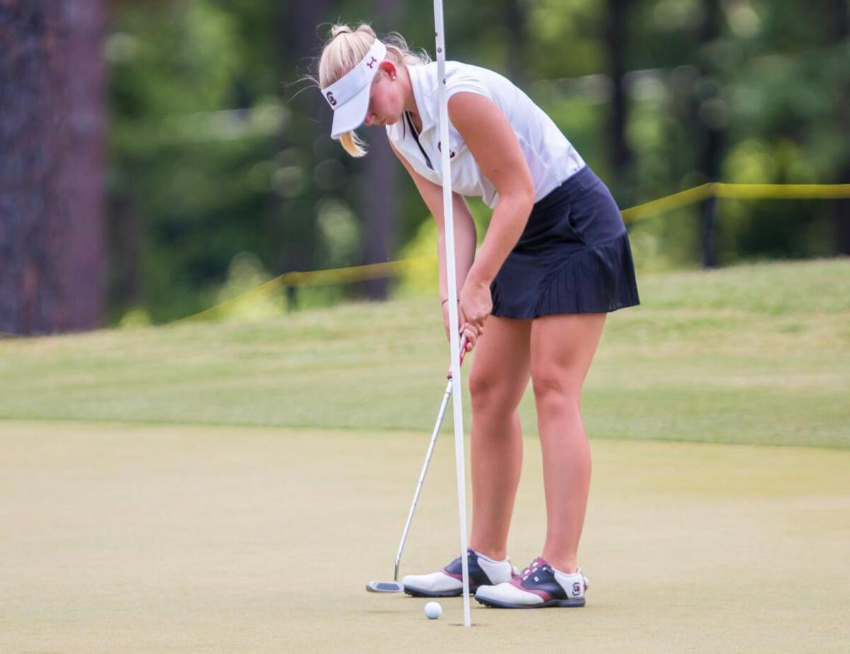 Smith Knaffle of Murrells Inlet putts on 9 during the 2020 WSCGA State Amateur Championship at the Columbia Country Club last summer.