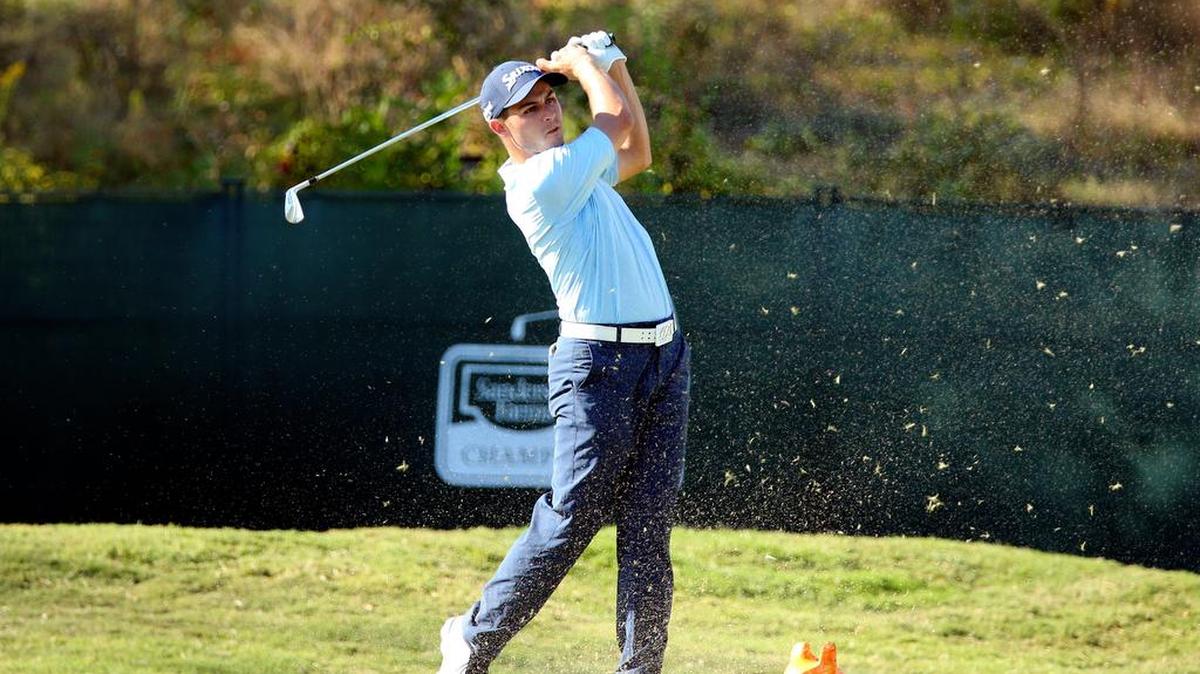 Matt Atkins hits the ball from the tee box of hole ten during the second round of the Sanderson Farms Championship at Country Club of Jackson.