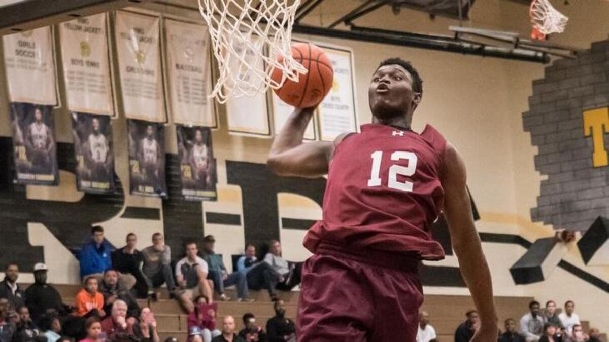 Spartanburg Day School's Zion Williamson goes up for a dunk this past season.