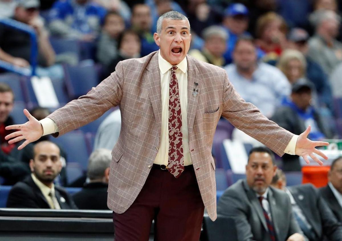 South Carolina head coach Frank Martin yells from the sidelines during the first half in an NCAA college basketball game against the Mississippi at the Southeastern Conference tournament in St. Louis.
