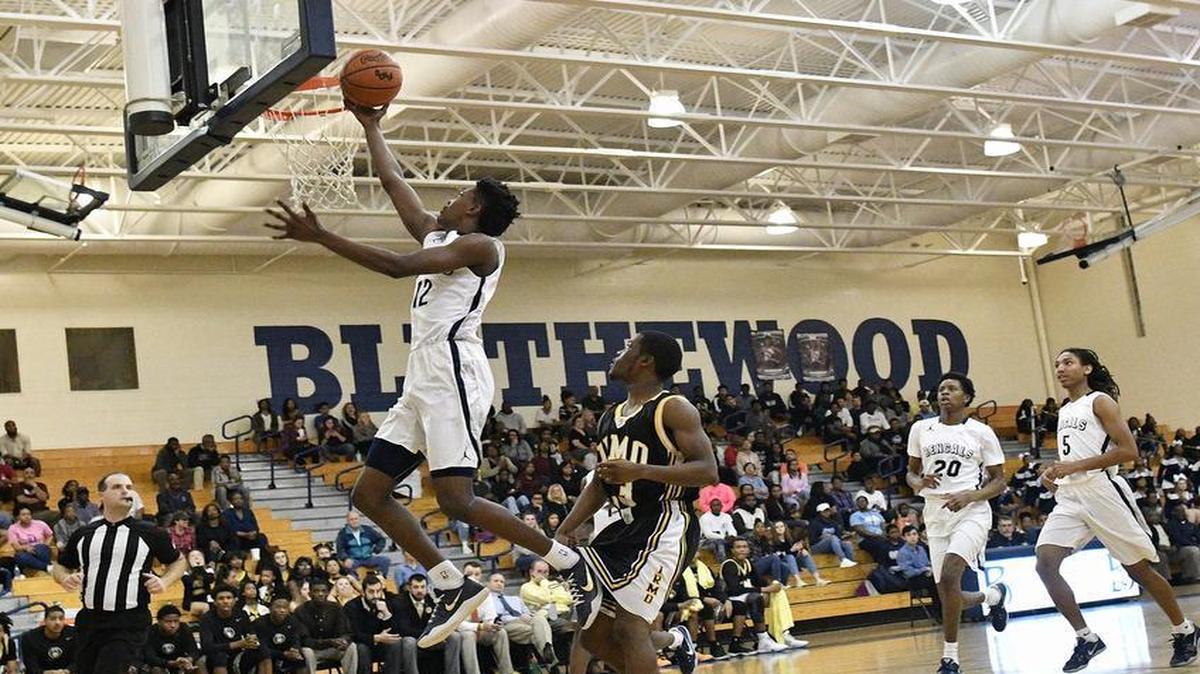 Blythewood’s Savion Dawkins goes to the basket. Blythewood is tied with Irmo for the Region 5-5A lead.