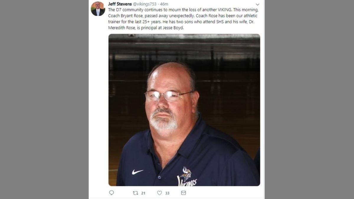 Spartanburg High School coach Bryant Rose died Monday, Jan. 14, 2019, after a brief hospital stay, according to school officials and media reports. His death followed the death of a Spartanburg High School football player during surgery three days earlier.