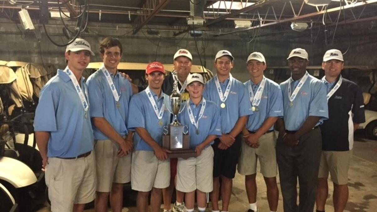 A.C. Flora golf team after winning its seventh consecutive state on Tuesday in Myrtle Beach.