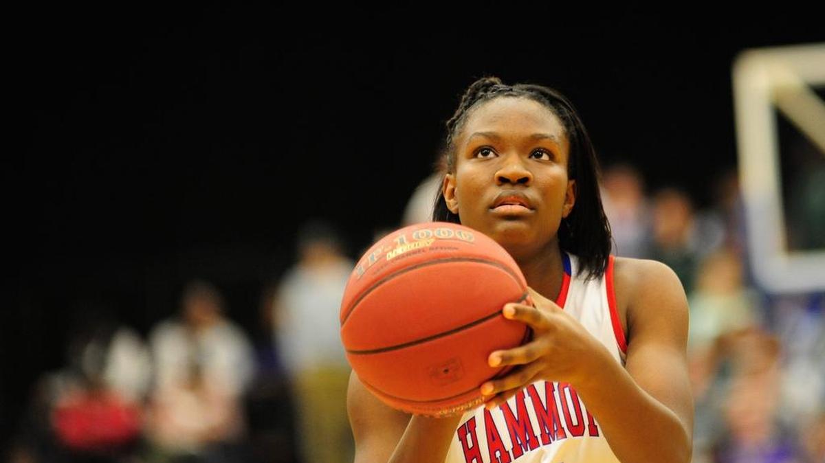 Hammond's Trinity Johnson lines up a free throw in the 2015 Class 3A state championship game