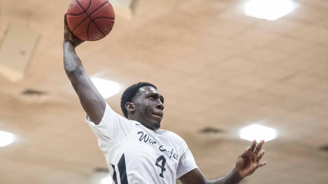 Gray Collegiate forward Juwan Gary goes up for a dunk at this year's Chick-fil-A Classic.