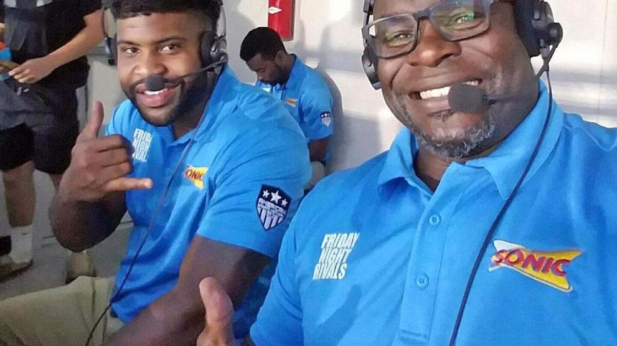 Syvelle Newton, left, provides analysis while Corey Miller handles play-by-play for WACH-TV’s broadcasts.