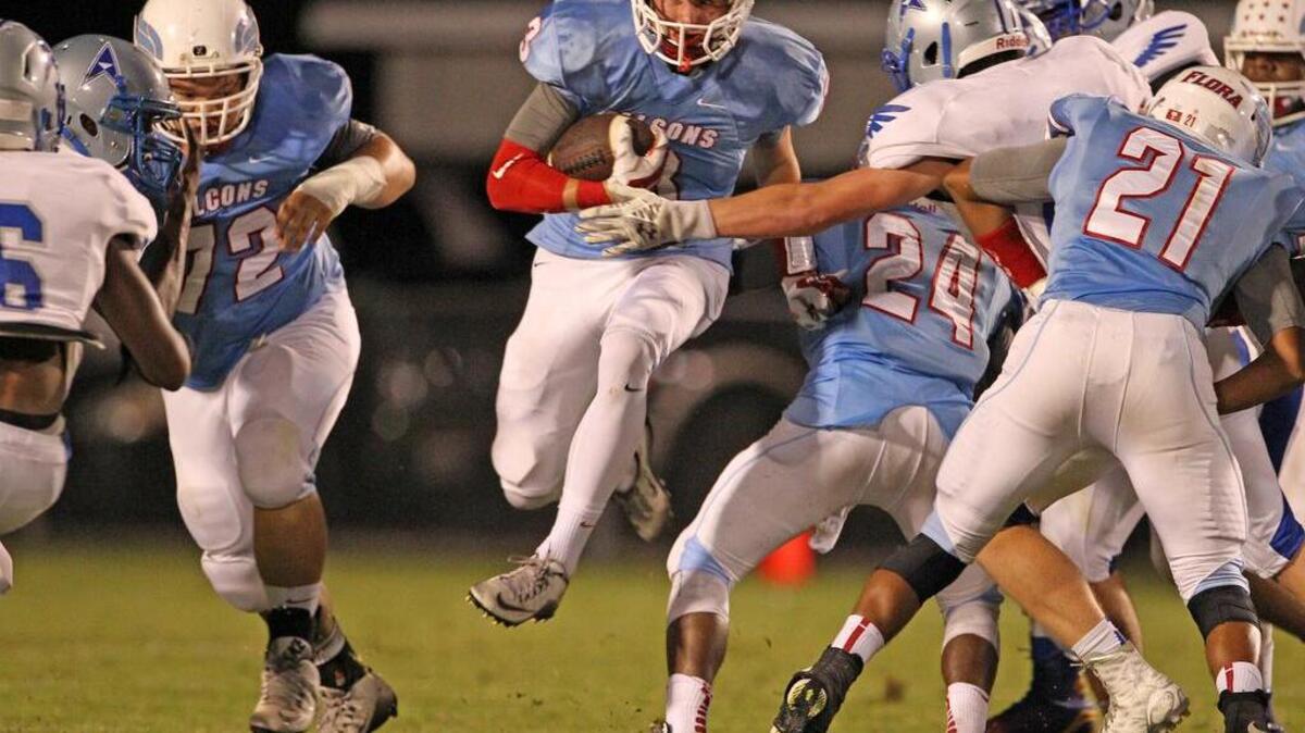 
Thomas Hollingsworth leads A.C. Flora with five touchdown catches.

