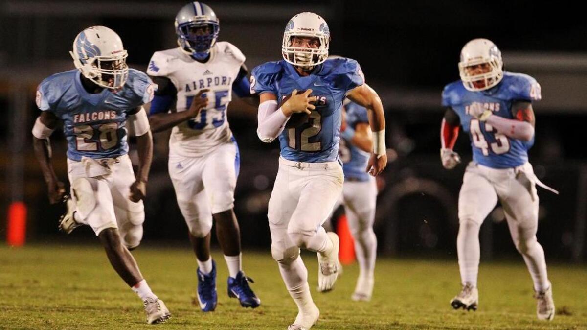 A.C. Flora's Lane Botkin scores a touchdown on a punt return against Airport on Sept. 25. The Falcons will be shown twice this season on WACH Fox Sonic Friday Night Rivals telecasts.