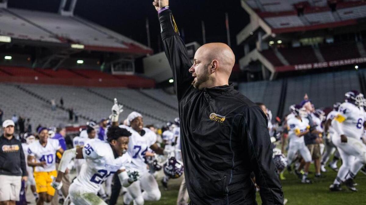 Northwestern coach Kyle Richardson celebrates beating Lexington in the 2015 Class 4A, Division II championship at Williams Brice Stadium, which might not be the home of future state title games.