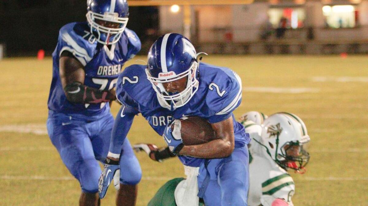 Dreher's Anthony Salters this week had 4 INTs, 1 returned for TD, 3 PBU, 2 tackles; 86 yards, TD on 12 carries; 1 reception for 6 yards; and an 80-yard kickoff return for TD.