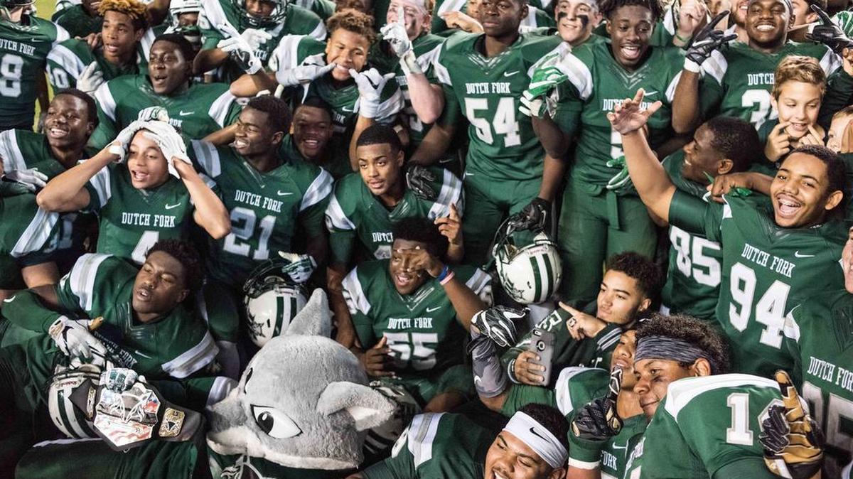 Dutch Fork celebrates after winning the 2016 Class 5A state championship. The Silver Foxes open their title defense Friday against Stratford.