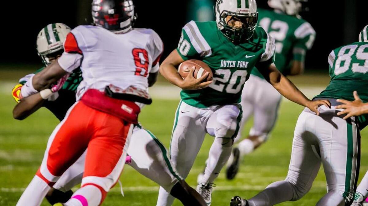 Dutch Fork wide receiver Alec DeBoer gains yardage during Friday’s win against Westwood.