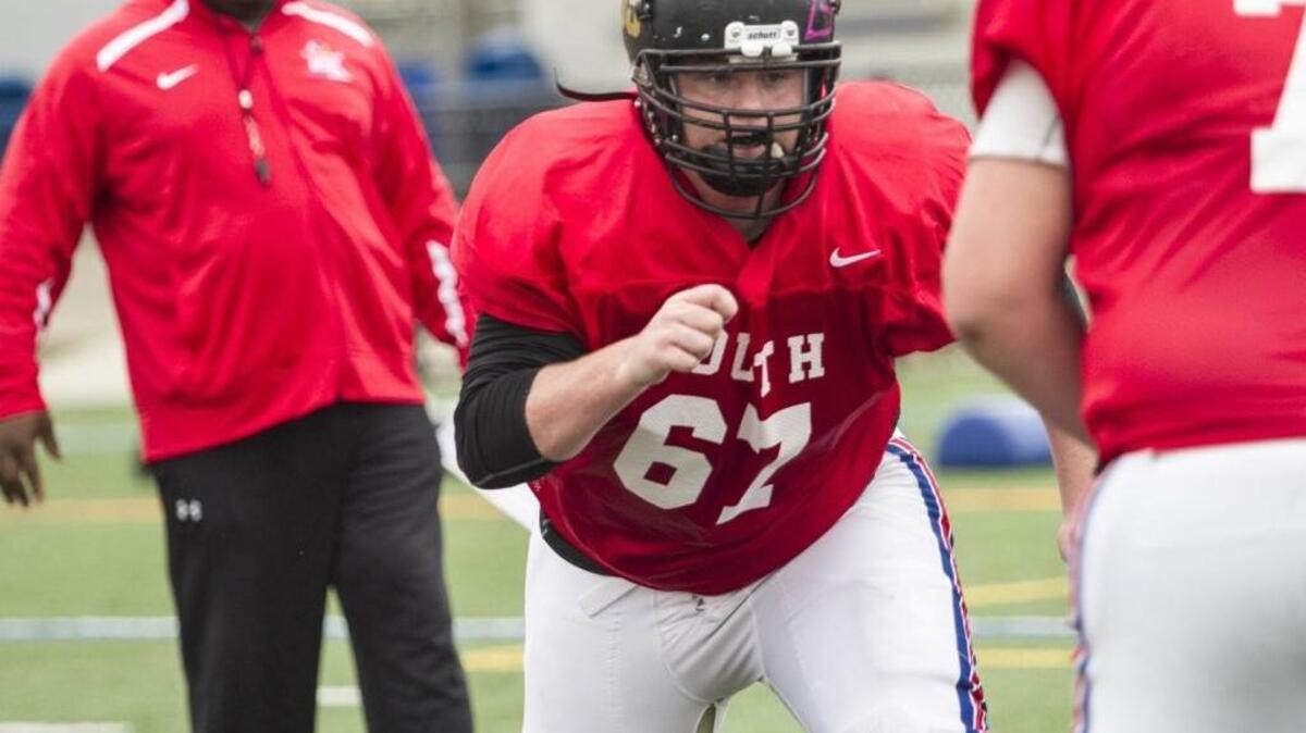 Jacob Springs of Green Sea Floyds takes part in practice for Saturday’s North-South football game at Doug Shaw Memorial Stadium.