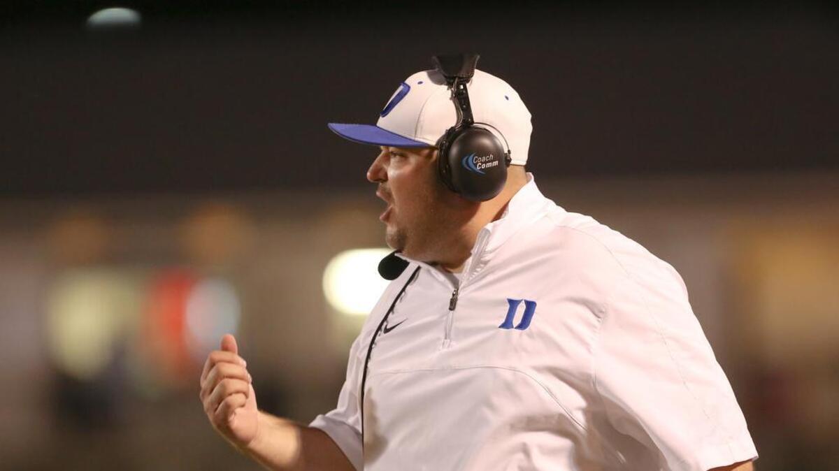Dreher’s head coach Treigh Sullivan shouts instructions to his team while playing Aiken at Memorial Stadium. October 20, 2016