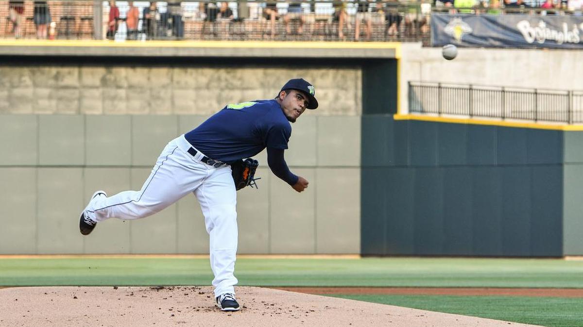 Fireflies Pitcher Merandy Gonzalez (38) throws a pitch during the Fireflies game against the Lexington Legends.