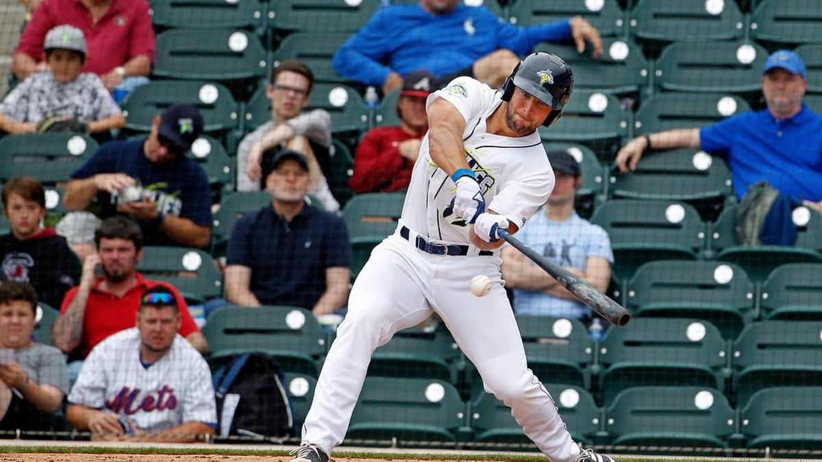 Columbia Fireflies outfielder/designated hitter Tim Tebow