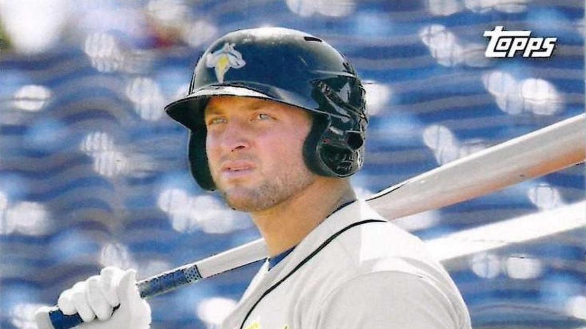 Tim Tebow’s new Fireflies baseball card from Topps.