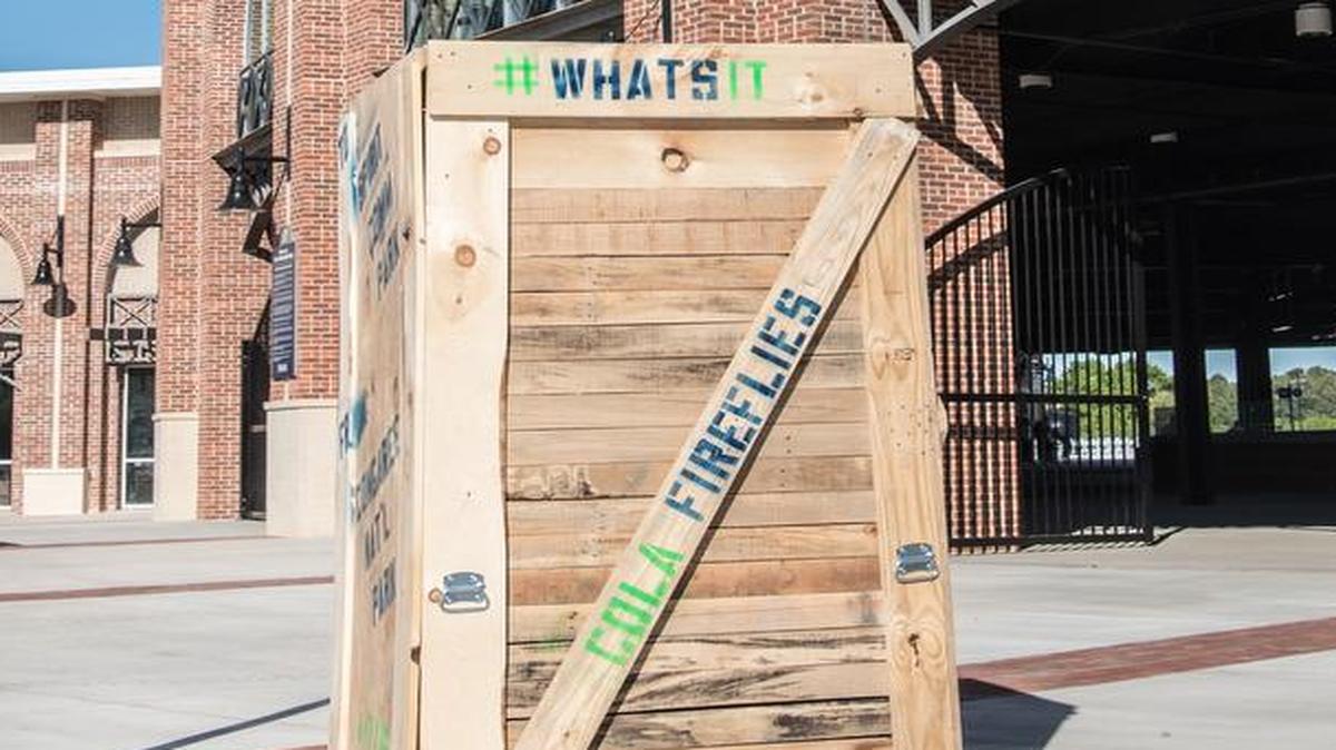 A mysterious box has been traveling around town with the Columbia Fireflies at various promotional events. The team unveiled the mascot on Thursday.