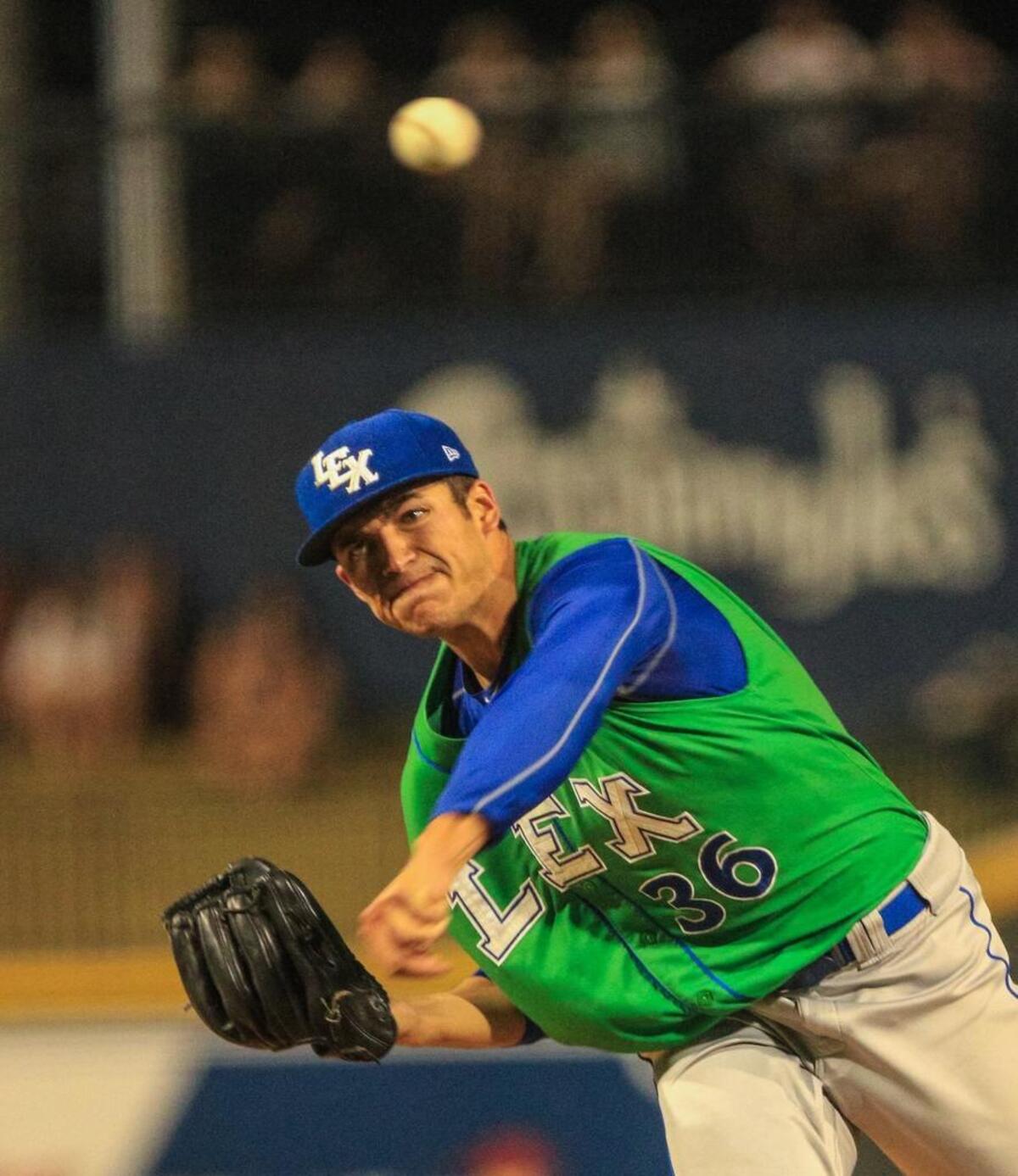Lexington Legends pitcher Andre Davis (36) was involved in a pitchers duel against Columbia Fireflies pitcher Gabriel Llanes (10) during their game Thursday.