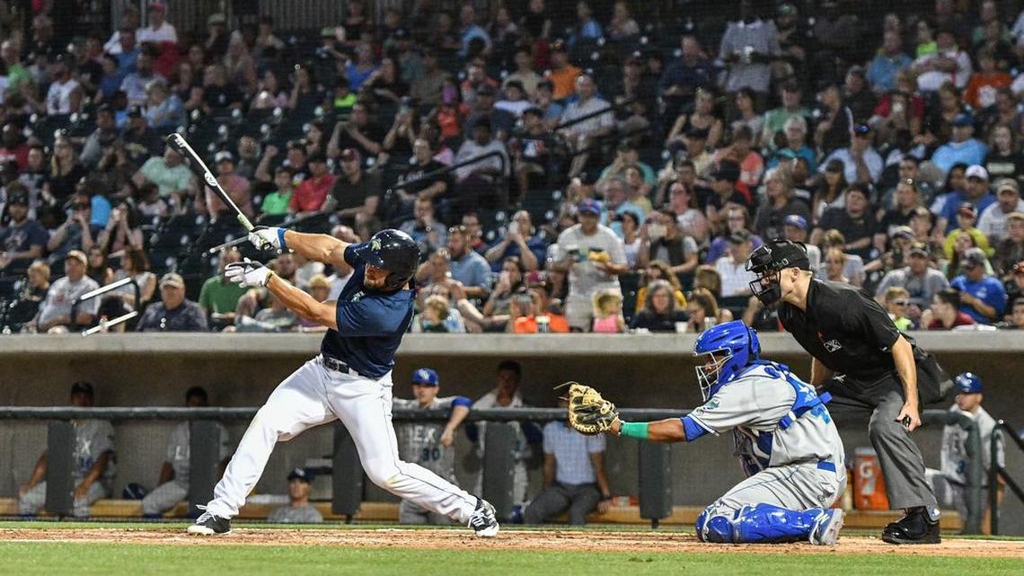 Fireflies’ Tim Tebow (15) is hitting .242 on the season with two homers and nine RBI.
