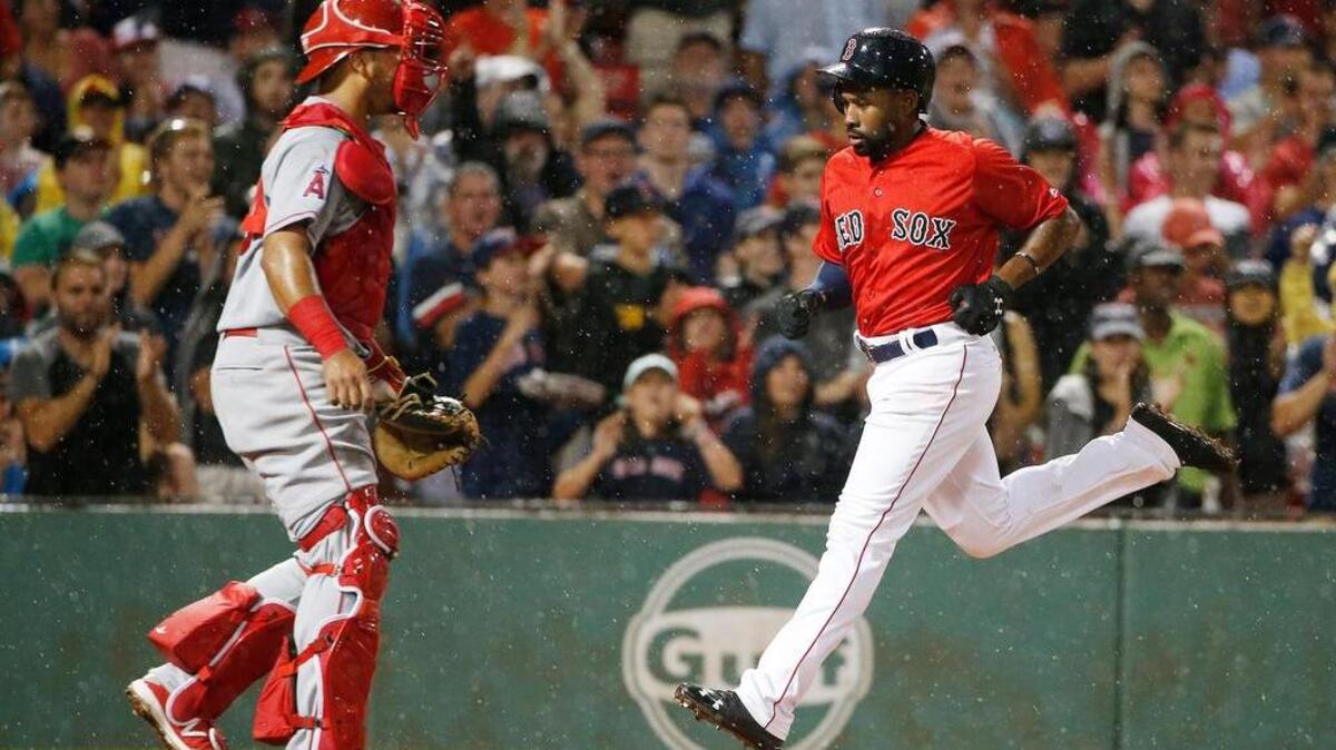 Boston outfielder Jackie Bradley Jr., right, is in line to be a starter for the American League in the All-Star Game.