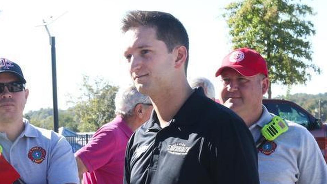 NASCAR driver Jordan Anderson visits with firefighters and others on a stop at the South Carolina State Museum in 2015. On Wednesday, Anderson announced he will form his own team and compete in the NASCAR Camping World Series this season.