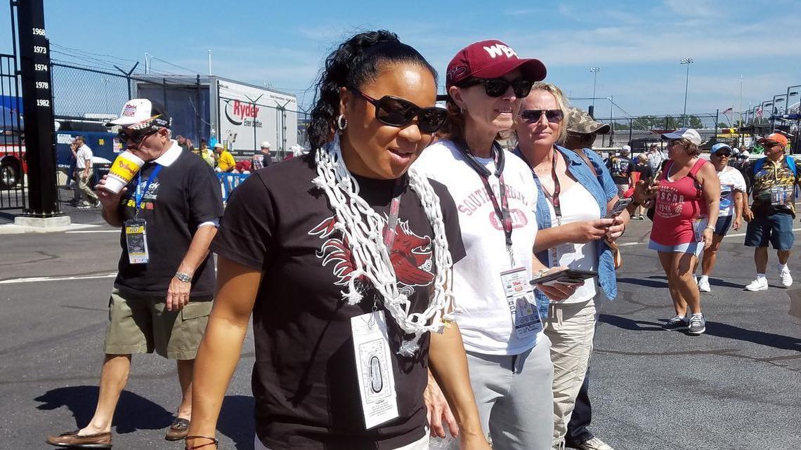South Carolina coach Dawn Staley and the “netlace” were part of Darlington Raceway events in 2017