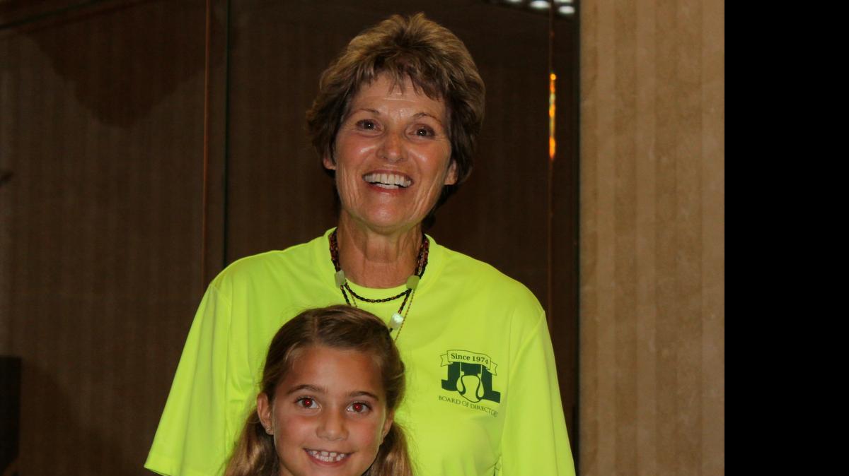 
Lib Smith and her granddaughter Nolan Miller at the Junior Tennis League Awards Banquet in August 2014
