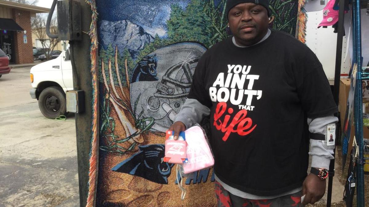 James Saddler of Rock Hill showing One Carolinas Panthers Pride.