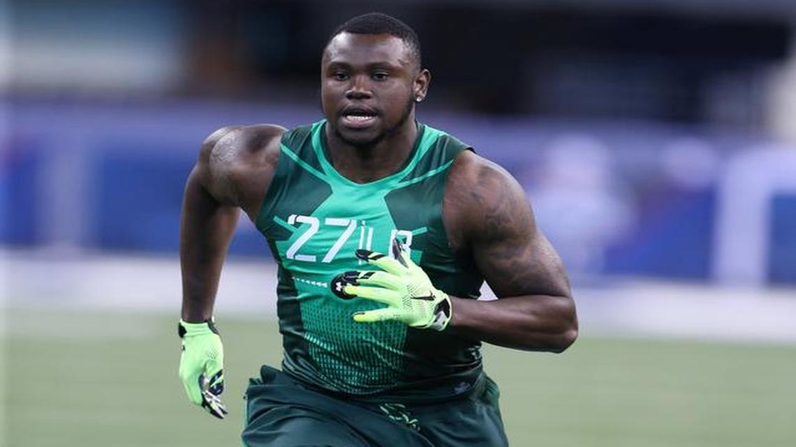 
Newberry linebacker Edmond Robinson at the NFL Combine 
