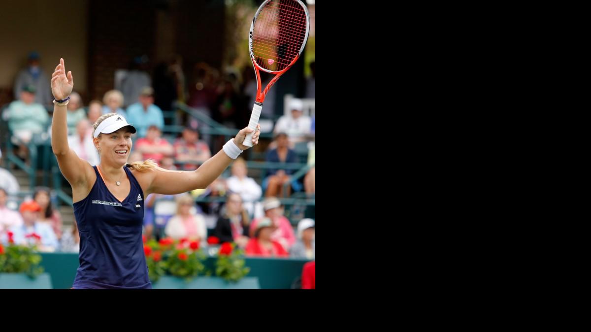 Angelique Kerber celebrates defeating Madison Keys on Sunday in the Family Circle Cup final at Charleston 6-2, 4-6, 7-5.